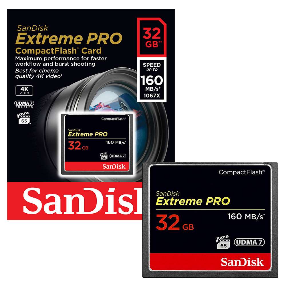 Cartão de Memória Compact Flash CF 32GB Sandisk Extreme Pro 160MB/s