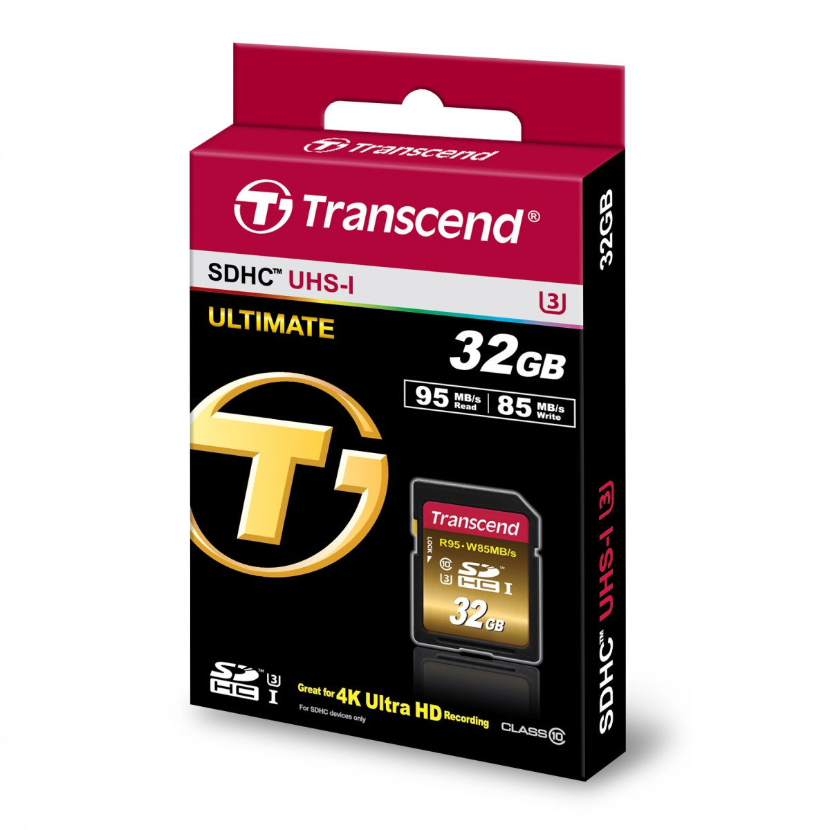 Cartão de Memória SDHC 32GB TS32GSDU3x Transcend Classe 10 Ultimate UHS-1 U3 R95MB/s W85MB/s