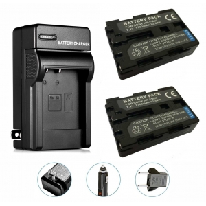 Kit 2 baterias NP-FM50 + carregador para Sony  MVC-CD200 HC14E  PC105 TRV240