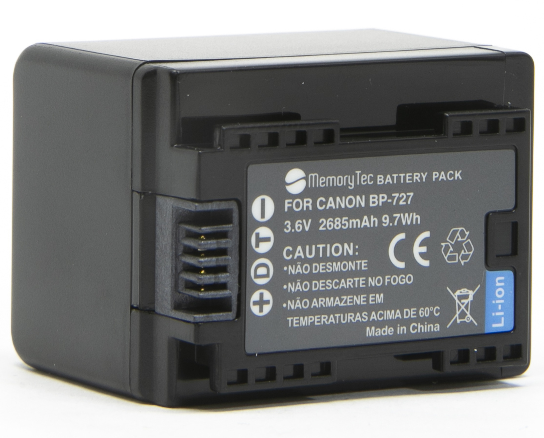 Bateria BP-727 2685mAh para câmera digital e filmadora Canon VIXIA HF M500, M52, M50, R300, R32, R30