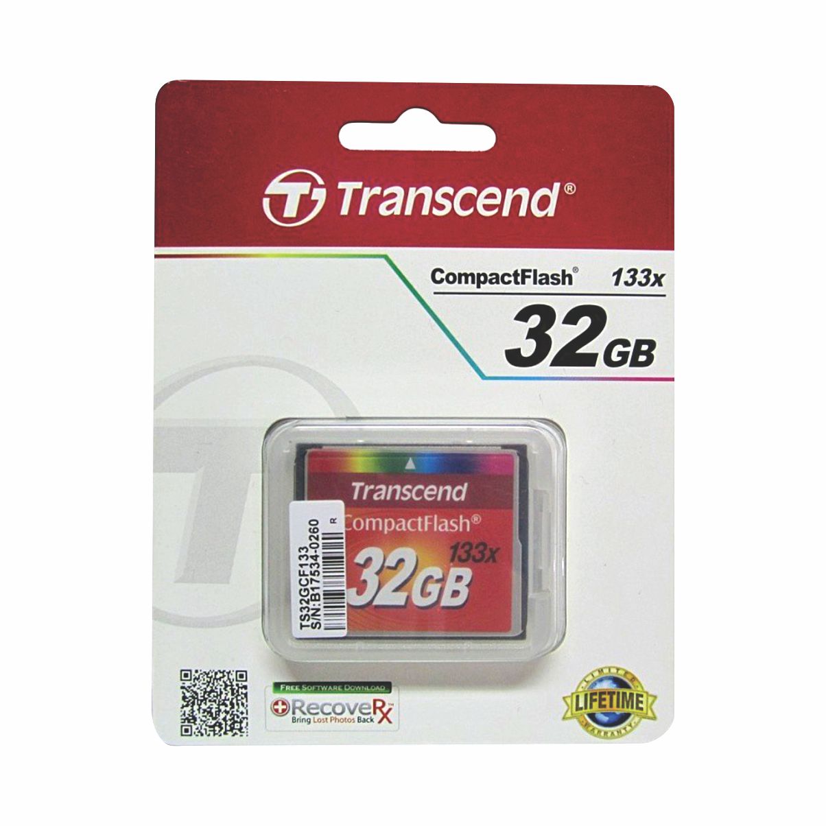 Cartao Memoria Compact Flash CF 32GB Transcend 133x