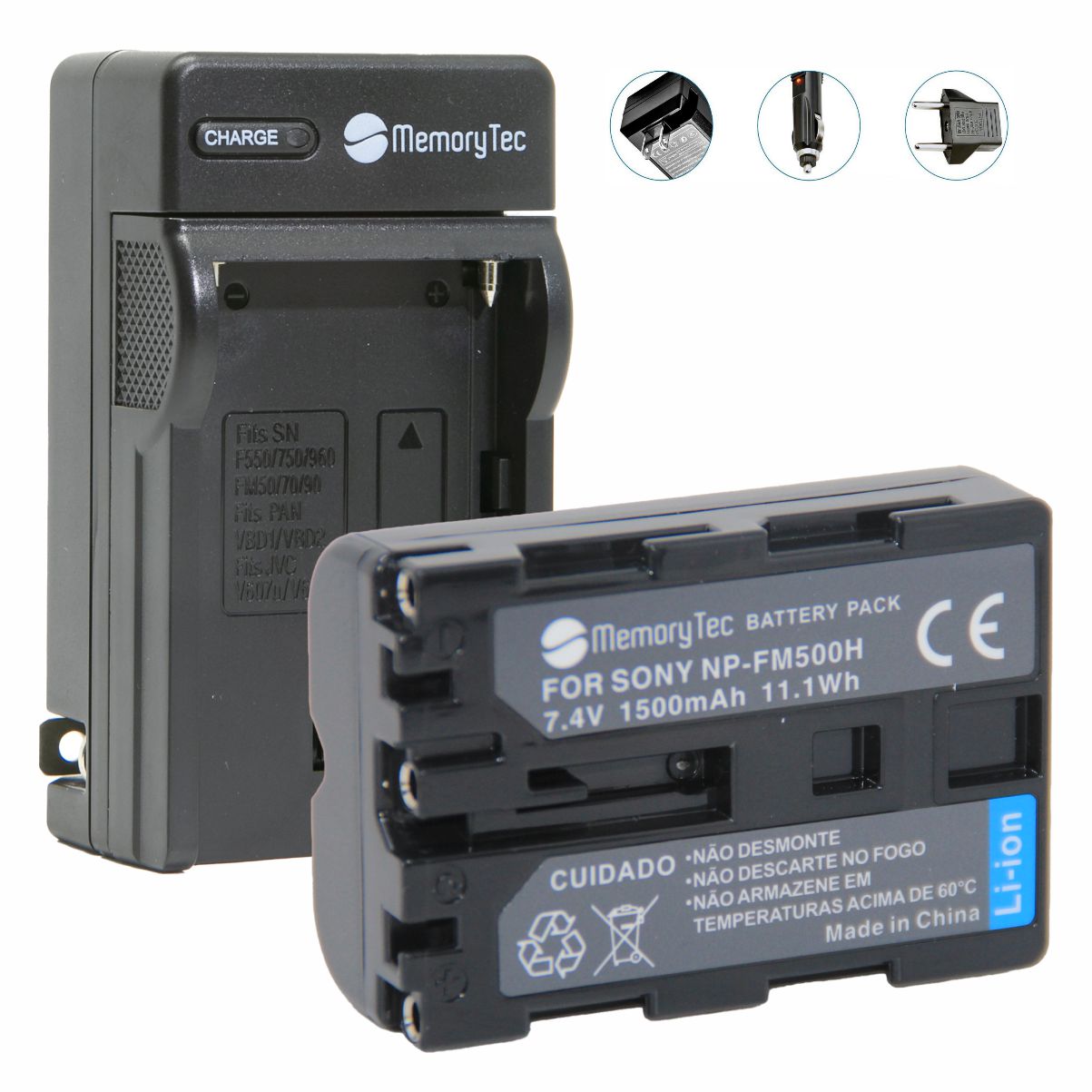 Bateria NP-FM500H + carregador para Sony Alpha SLT-A65, SLT-A57, SLT-A77, DSLR-A580, DSLR-A900