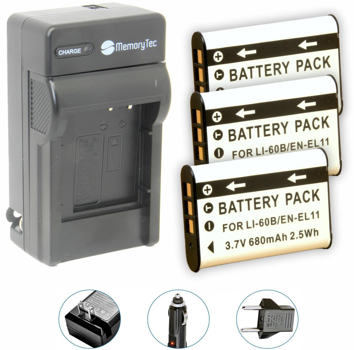 Kit 3 Baterias EN-EL11 + Carregador para Nikon Olympus Sony