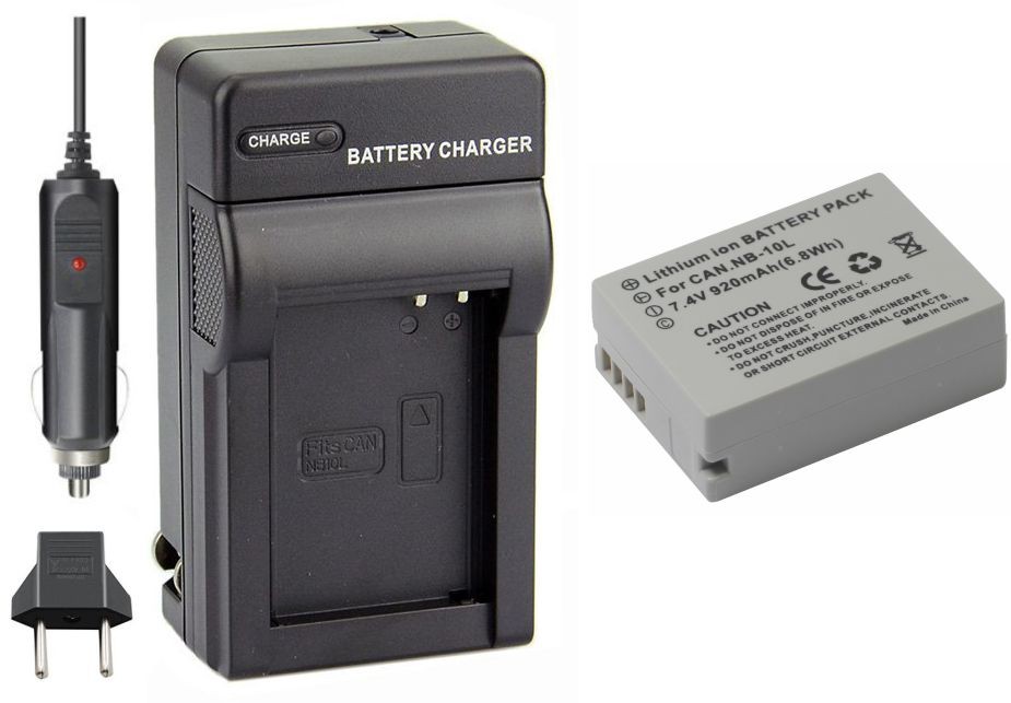 Kit Bateria NB-10L + carregador para Canon G1X, SX40, SX40HS