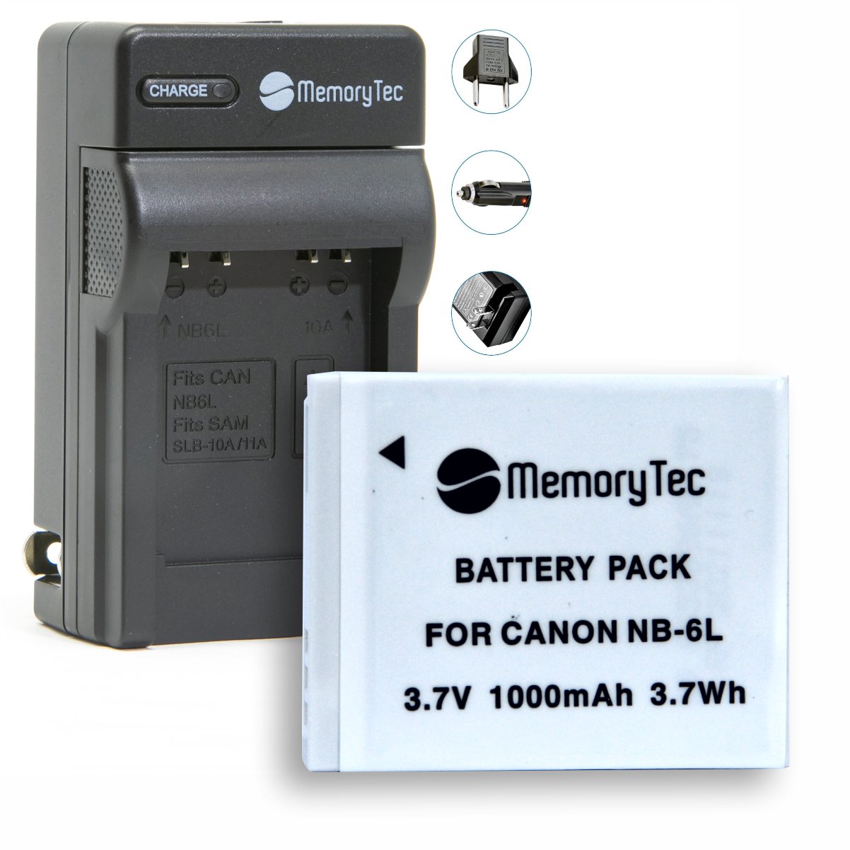 Kit Bateria NB-6L + carregador para câmera digital e filmadora Canon Digital Ixus 85 IS, IXY Digital 25IS, PowerShort SX500