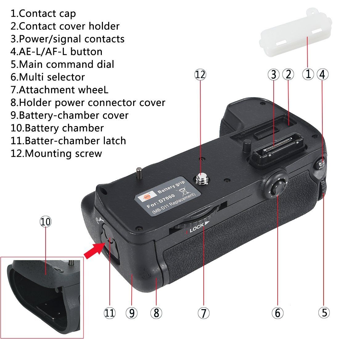 Kit Battery Grip MB-D11 + 2 Baterias EN-EL15 + Carregador para Nikon D7000