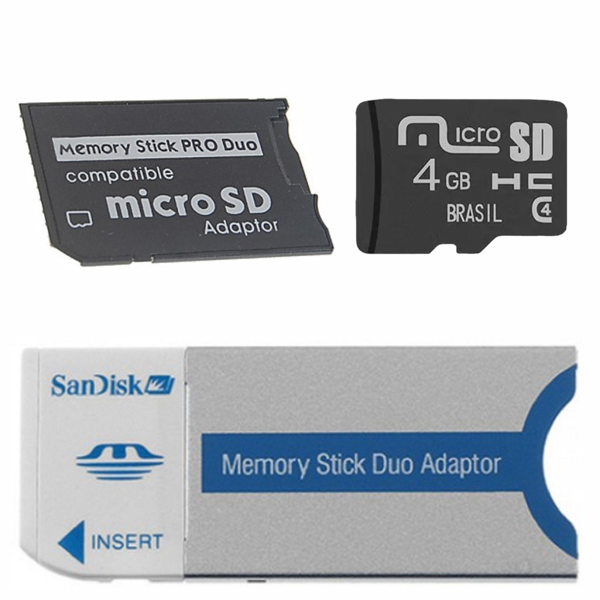 KIT MEMORYSTICK PRO DUO + ADAPTADOR PRO DUO + MICRO SDHC 4GB MULTILASER