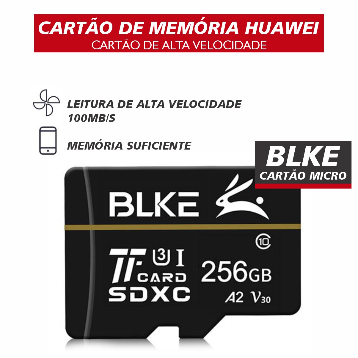 Cartão de Memória Micro SDXC BLKE  256GB CL10 A2