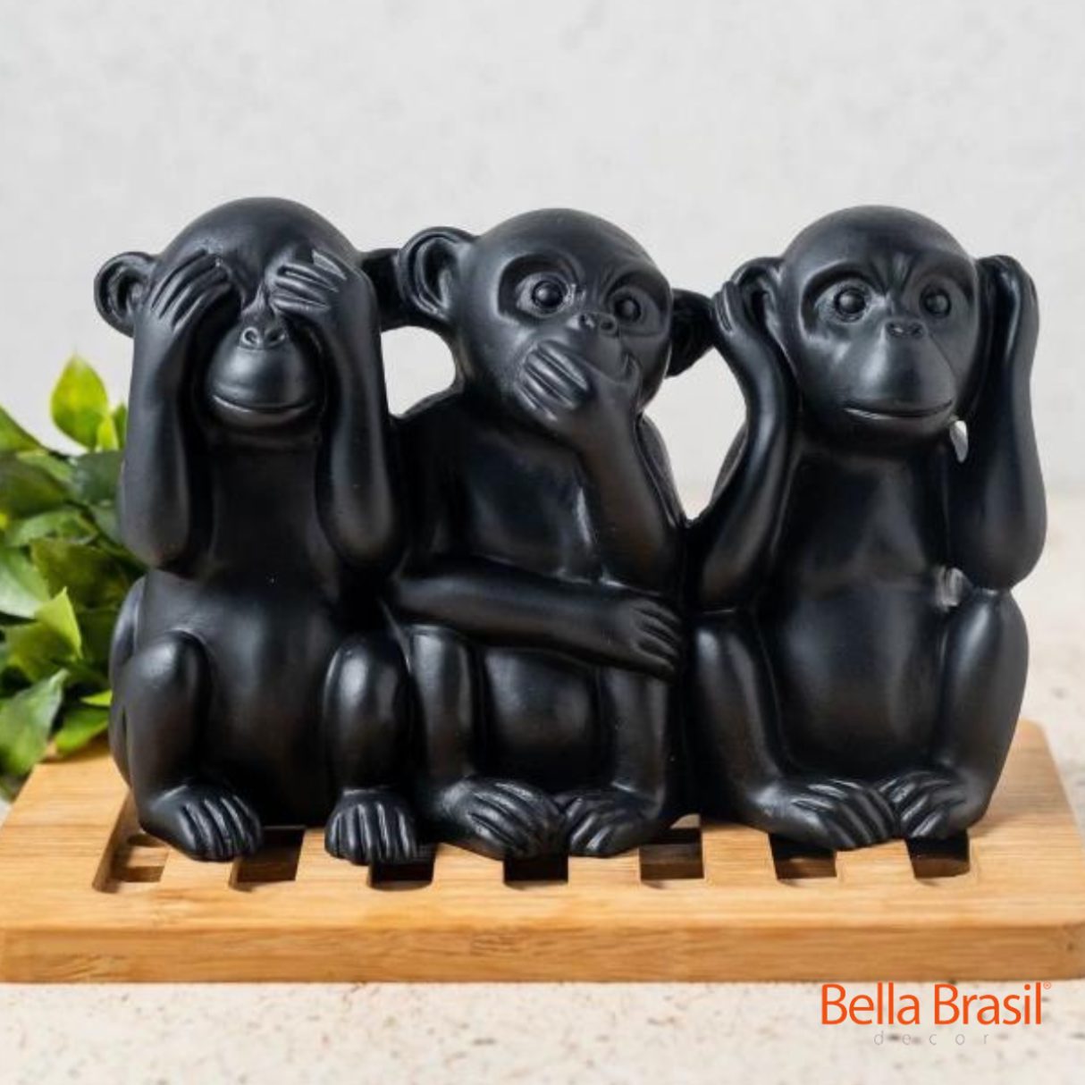 Escultura Macacos Sucre em Cimento - Bella Brasil Decor
