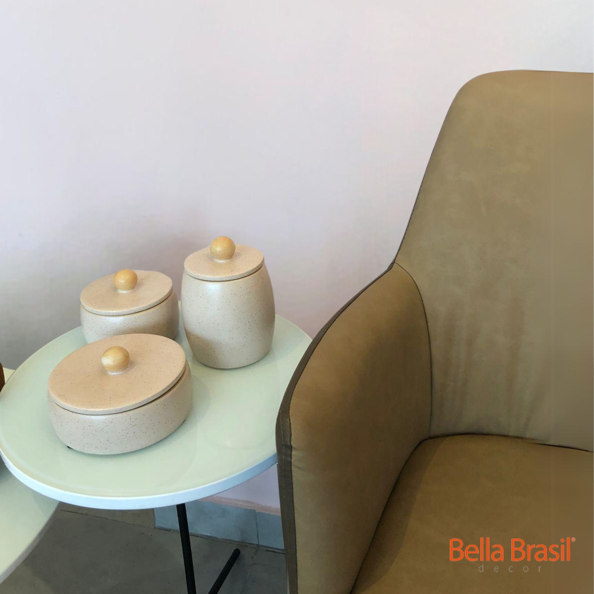 Kit Potes Decorativos Lacy em Ceramica 3 PCS - Bella Brasil Decor