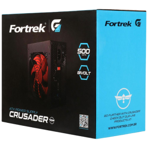 Fonte Atx Fortrek Crusader, 500w, Bivolt Manual, Cooler 120mm, Preta - 76955