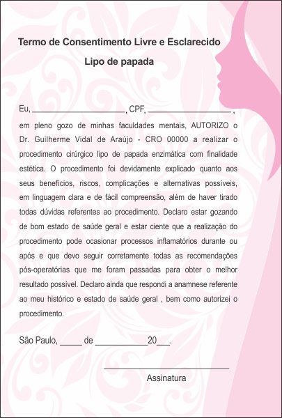 TERMO DE CONSENTIMENTO DE LIPO DE PAPADA - HOF - 0282 - Odonto Impress