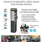 Gravador De Áudio Voz Digital R-70 4 GB Escuta Telefônica Mp3 - JS Soluções em Segurança