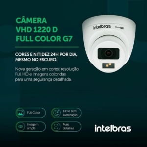 Câmera dome Multi HD HDCVI, AHD-M, HDTVI e Analógico 2.8mm 20mts 109º 1080p VHD 1220 D Full Color G7
