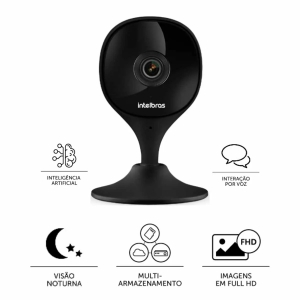 Câmera inteligente Wi-Fi 131° Audío, Alarme, Alerta, Full HD 1080p Intelbras iMX-C Black Alexa e ok Google