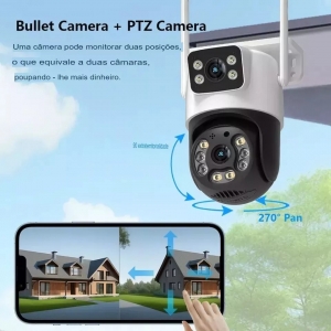 Câmera Mini Speed dome IP Wi-Fi dupla segurança vigilância Color Night Vision Auto Tracking app ICSEE