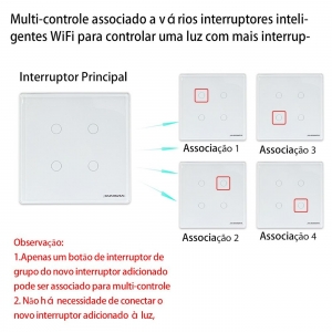 Interruptor inteligente 4 Botões touch 4X4 Wi-Fi Novadigital by Tuya