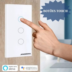 Interruptor inteligente Lite 3 botões touch Wi-Fi branco Novadigital