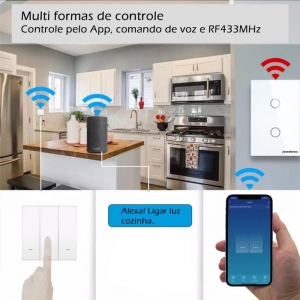 Interruptor Inteligente Touch Wi-Fi 1 Botão Sem Neutro By Tuya 127V