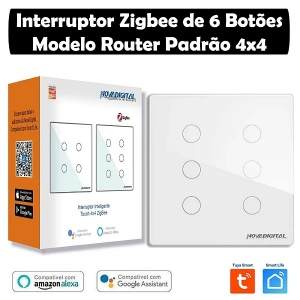 Interruptor inteligente Zigbee 3.0 Touch 6 Botões branco Novadigital by Tuya