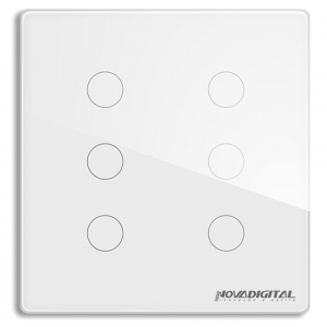 Interruptor inteligente Zigbee 3.0 Touch 6 Botões branco Novadigital by Tuya