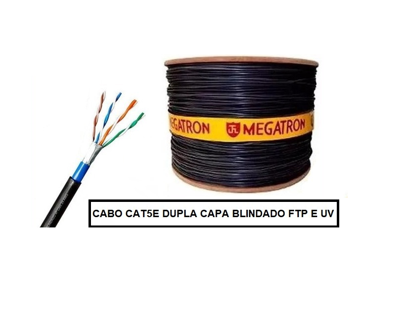 CABO DE REDE LAN 4PX24AWG DUPLA CAPA BLINDADO FTP/UV CAT5E -  MEGATRON - METRO - JS Soluções em Segurança