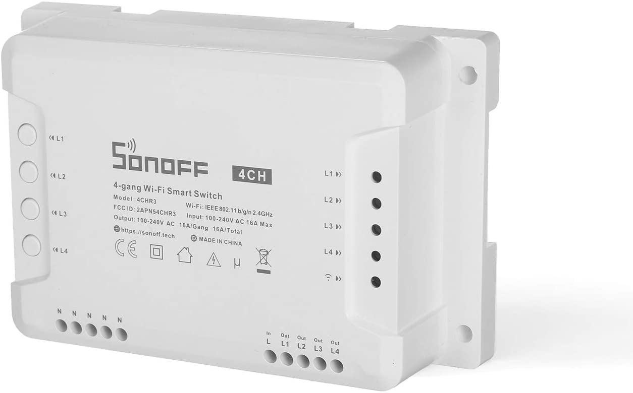 Interruptor inteligente Wi-Fi Smart 4 canais Automação Rev3 Sonoff