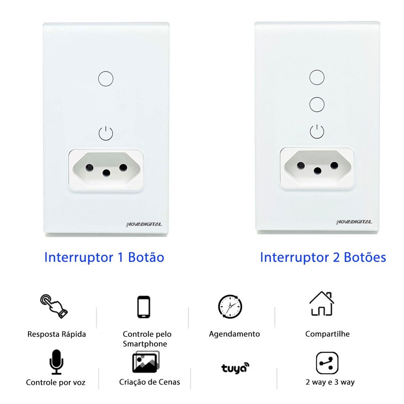 Interruptor tomada inteligente Touch 1 Botão by Tuya - JS Soluções em Segurança