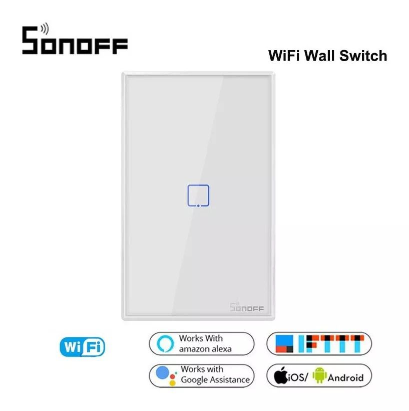 Interruptor inteligente Wi-Fi TX0 1 Botão touch automação smart branco TX-T0US1C Sonoff - JS Soluções em Segurança