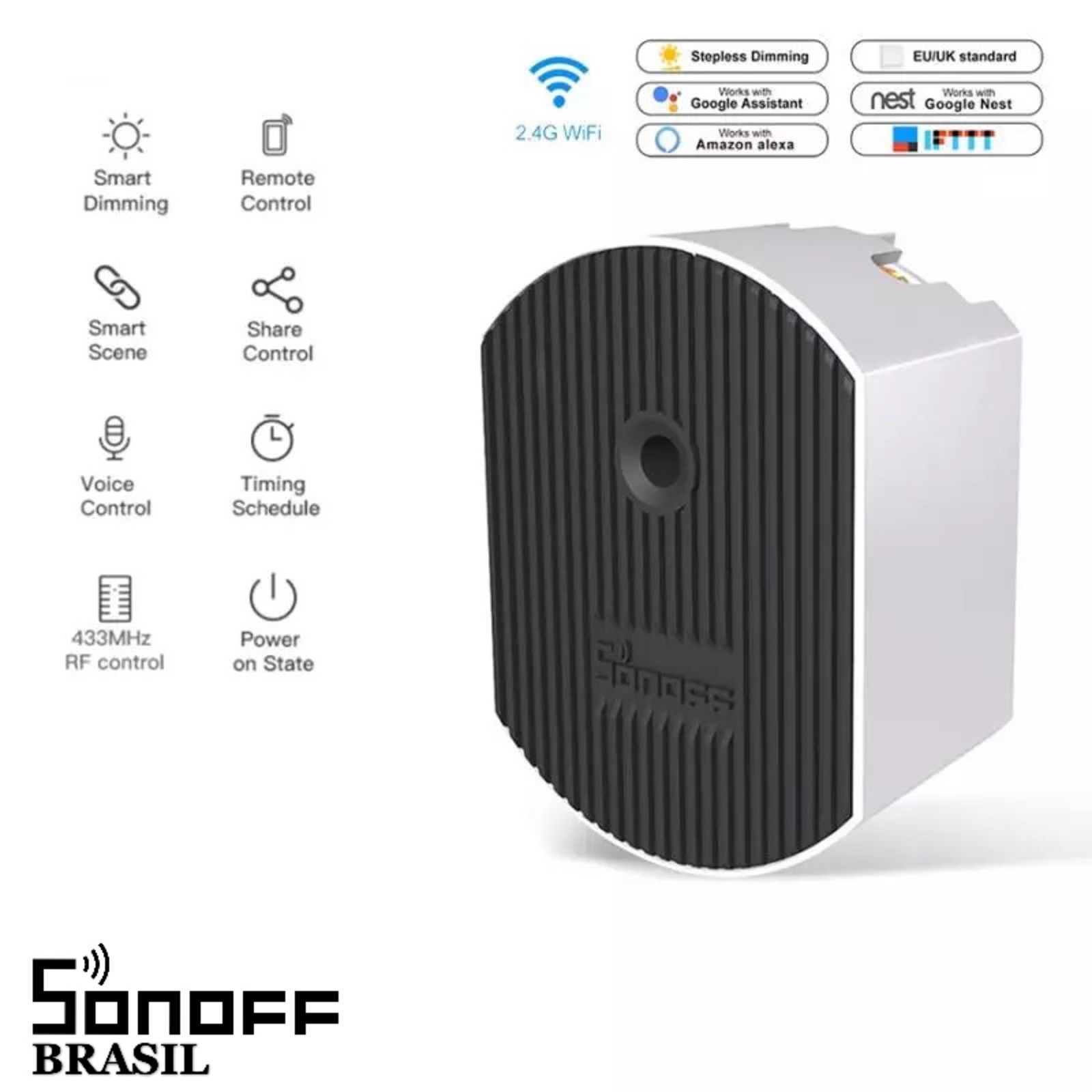 Mini Dimmer ajuste o brilho da luz para várias ocasiões Sonoff D1 Wi-Fi RF 433 Mhz Bivolt  - JS Soluções em Segurança