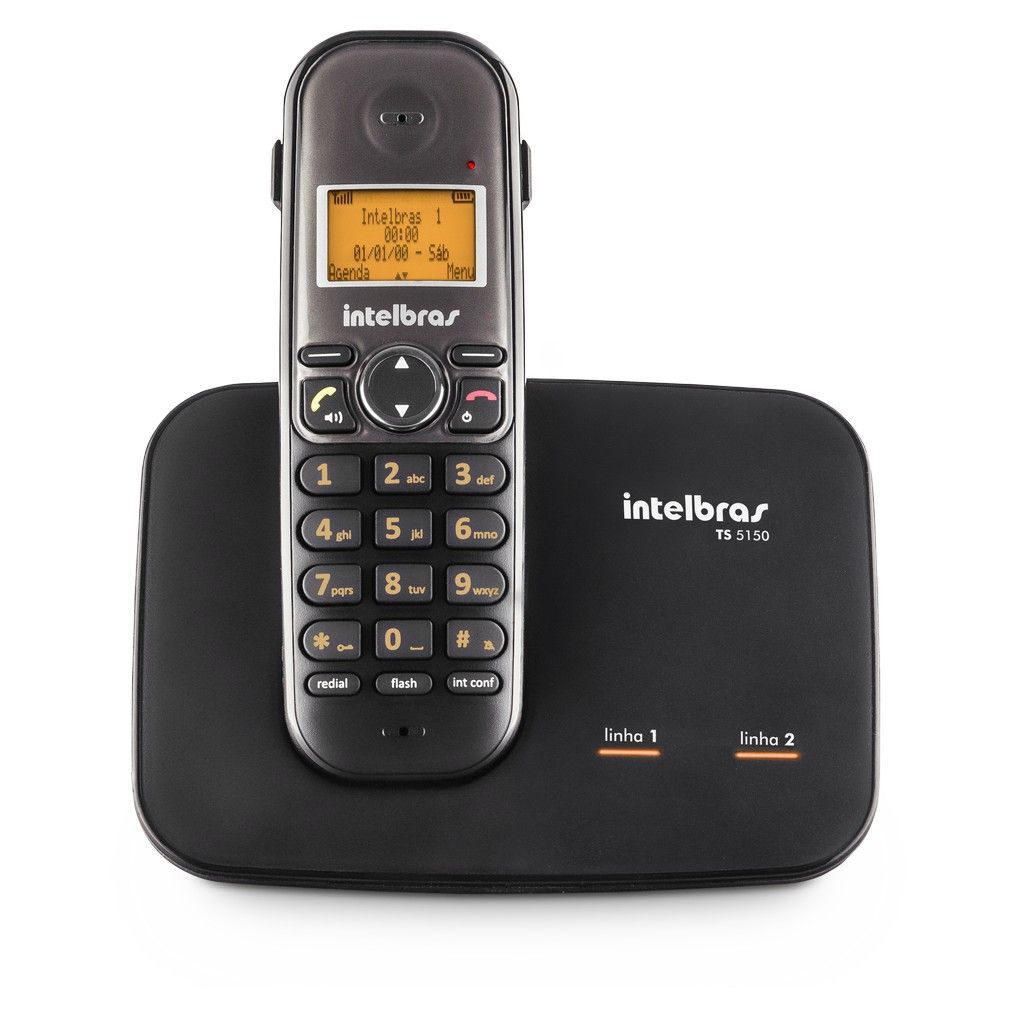 Telefone sem fio digital com entrada para 2 linhas e identificador Intelbras TS 5150