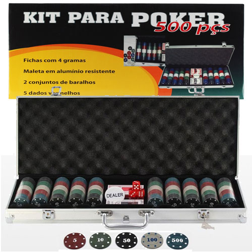 Kit Poker Profissional Super Luxo com Maleta - 500 fichas  - RPC-COMMERCE
