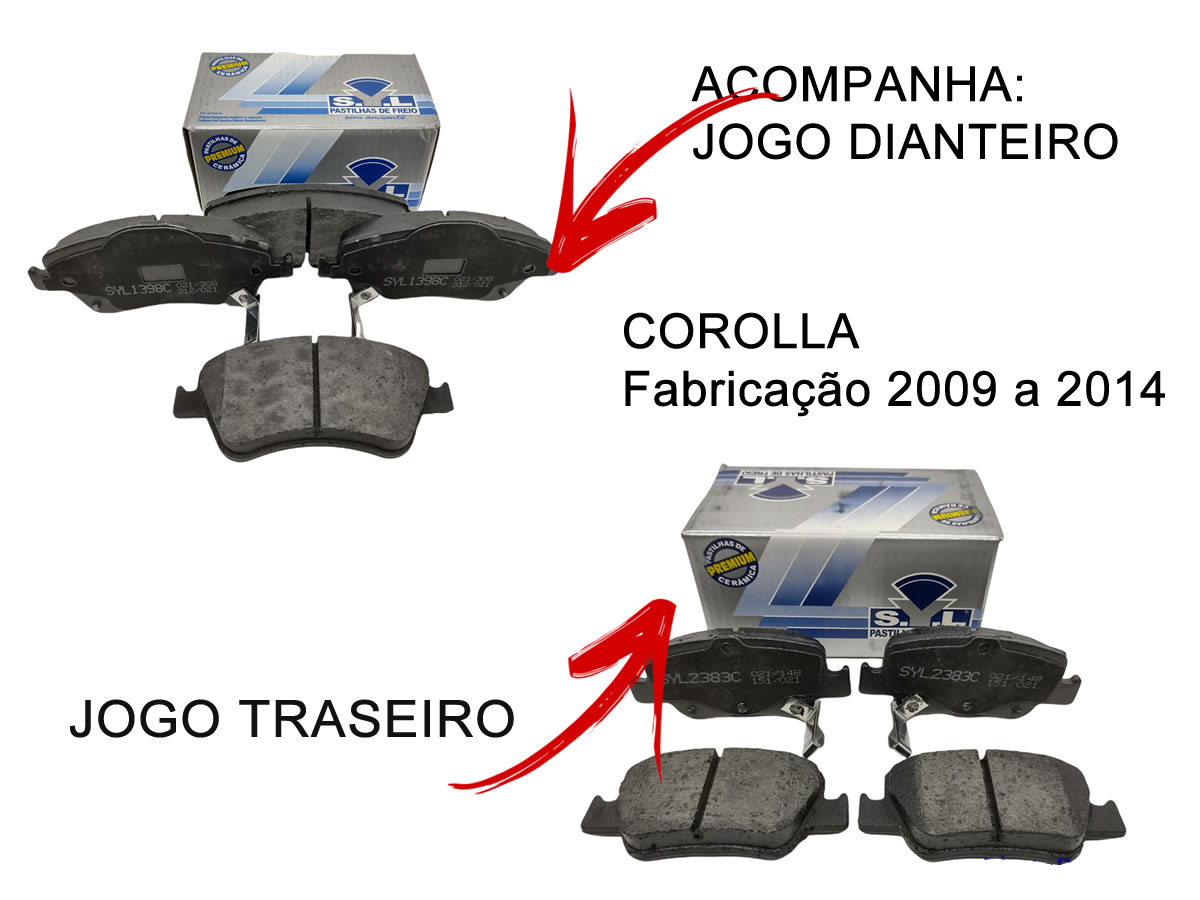 Kit Pastilha Freio Cerâmica Dianteira + Traseira Corolla 2009 a 2014