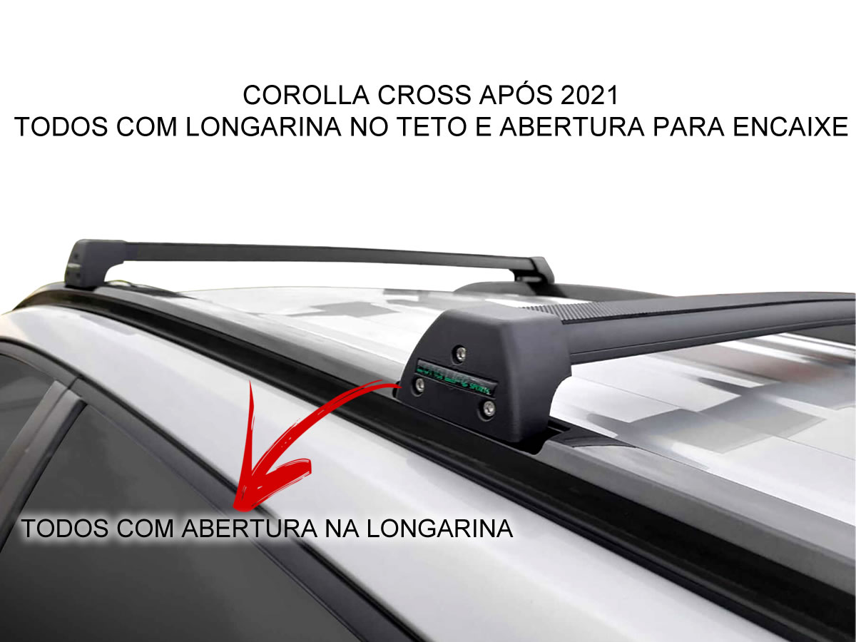 Rack Teto Travessa Toyota Corolla Cross 2021 2022 2023 Long Life Sport Alumínio Preto - Unicar