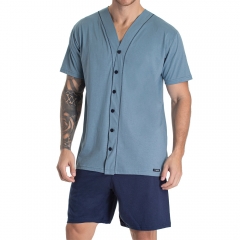 Pijama Masculino Curto Aberto Toque Slepwear Azul 09.02.012