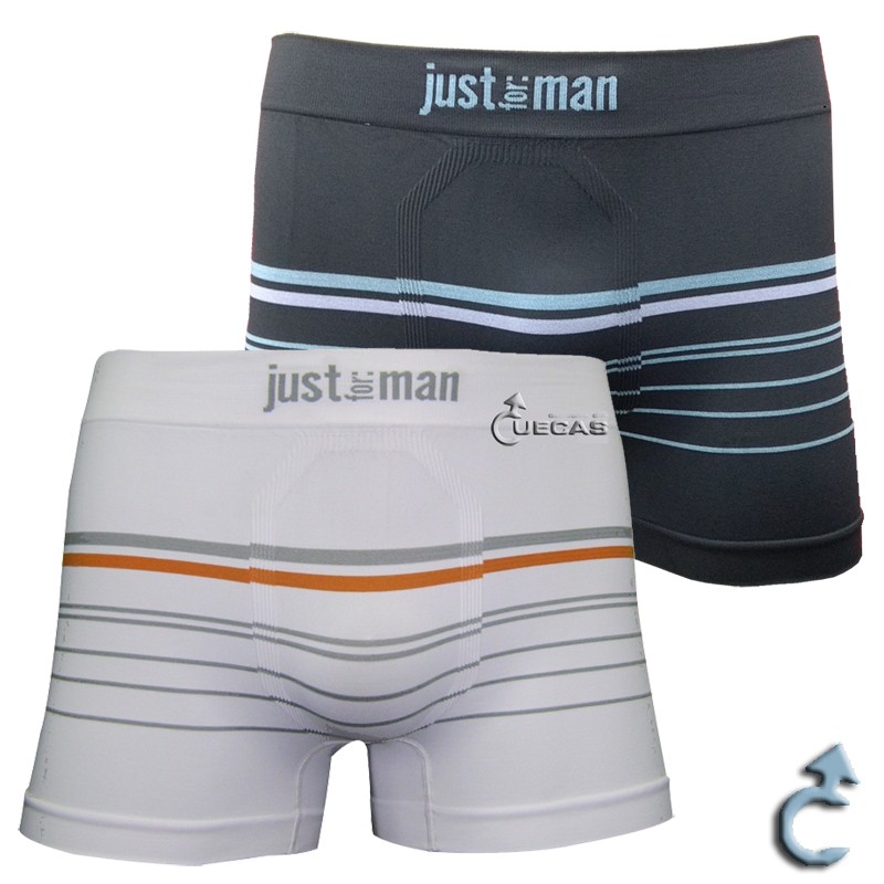 Cueca Just For Man Boxer Sem Costura Listrada - 12.000208