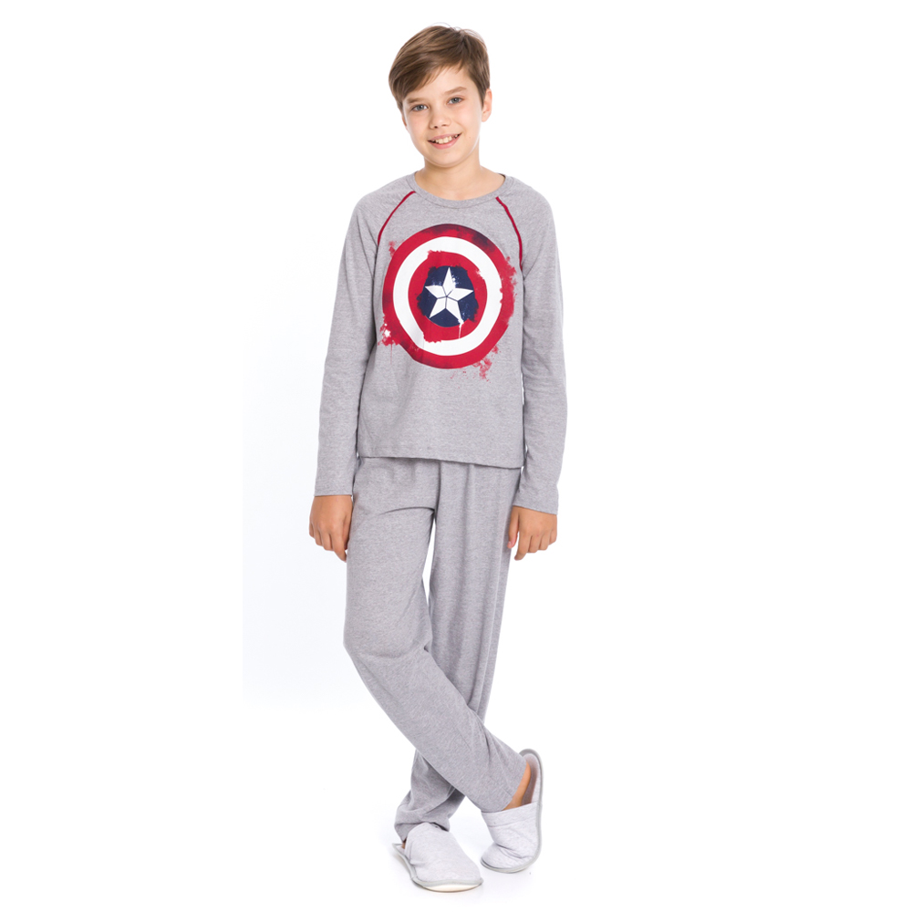 Pijama Longo Juvenil Capitão América Avengers - Marvel 28.05.0020