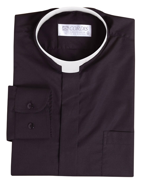 Roman Clerical Shirt Long Sleeve Black CR168