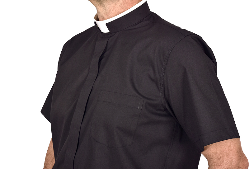 Roman Clerical Shirt Short Sleeve Black CR167