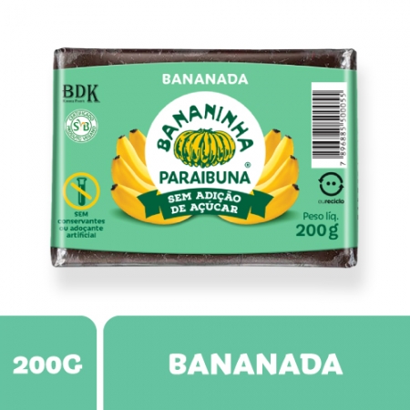 Bananada Sem Açúcar em barra para receitas Bananinha Paraibuna
