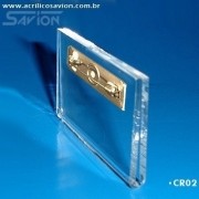 CR02- Crachá de Acrílico 6x3,5 cm - Presilha alfinete