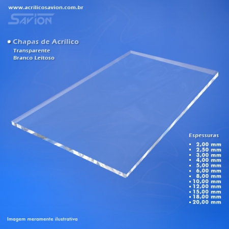 AC05 - Chapa acrílica transparente 1000x2000x6,00 mm