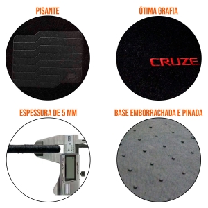 Tapete Carpete Personalizado com Escrita Bordada Cruze 2011 Até 2016