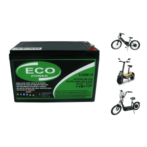 Kit 4 Baterias Estacionárias Eco Power 15AH 12V VRLA AGM Bike Elétrica + Carregador 48V