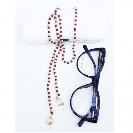 Corrente Segura Salva Óculos Pérolas  e miçangas Luxo Corrente de óculos Eycha