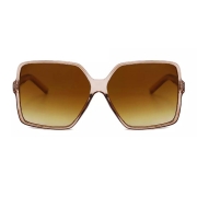 Óculos De Sol 0411 Quadrado Feminino Grande Oversize Transparente Brown