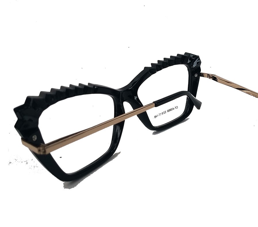 Armação de Óculos de grau Feminino Mosaico Lapidado 3D Gatinho Black Plisse 5050