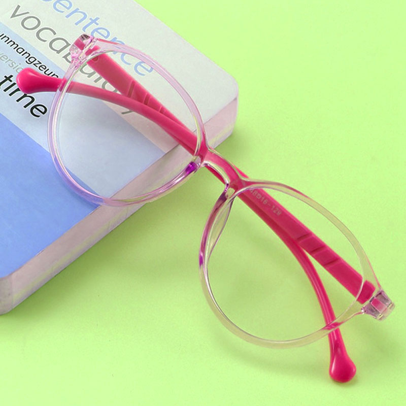 Armação de Óculos de Grau Infantil Redondo Transparente Rosa Flex Grilamid