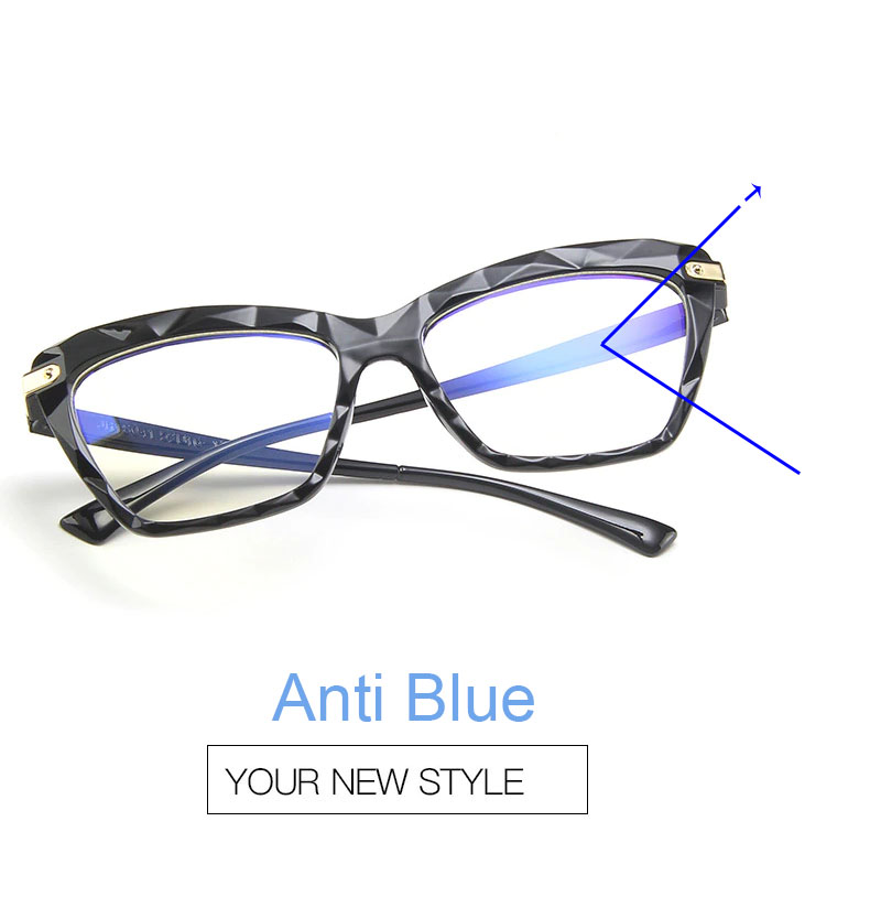 Armação de óculos de grau Mosaico Lapidado Preto Retangular c/ lentes Anti Blue