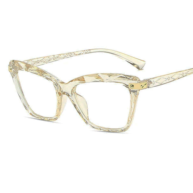 Armação de óculos de grau Mosaico Lapidado Transparente Yellow c/ lentes Anti Blue